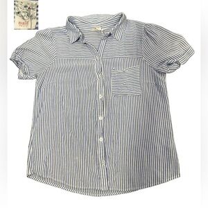 NAIF Blue and White Striped Button Down Shirt